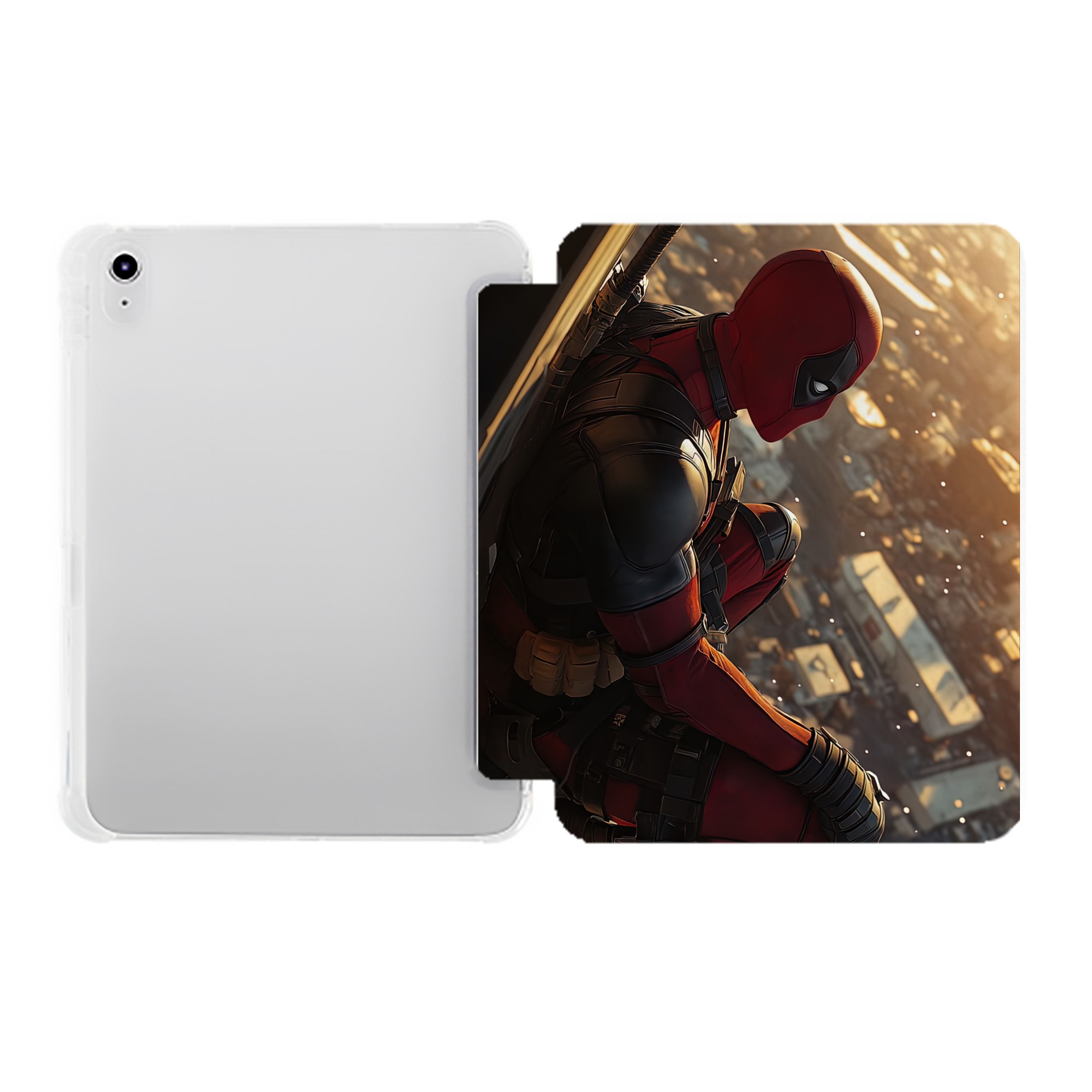 （画像用） Deadpool デッドプール IPad ケース ペン収納付き 三つ折りスタンド PUレザー×シリコン 対応機種9.5/10.5/10.9インチ
